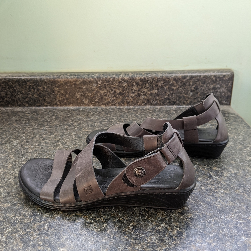 Born leather Gray wedge sandals size 7 - Picture 2 of 7